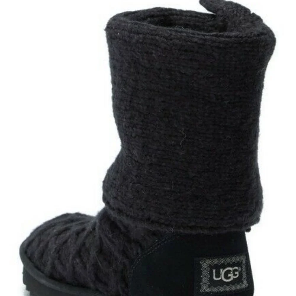 UGG Australia Kids Girls Size 13 Black Lattice Cardy Knit Boot